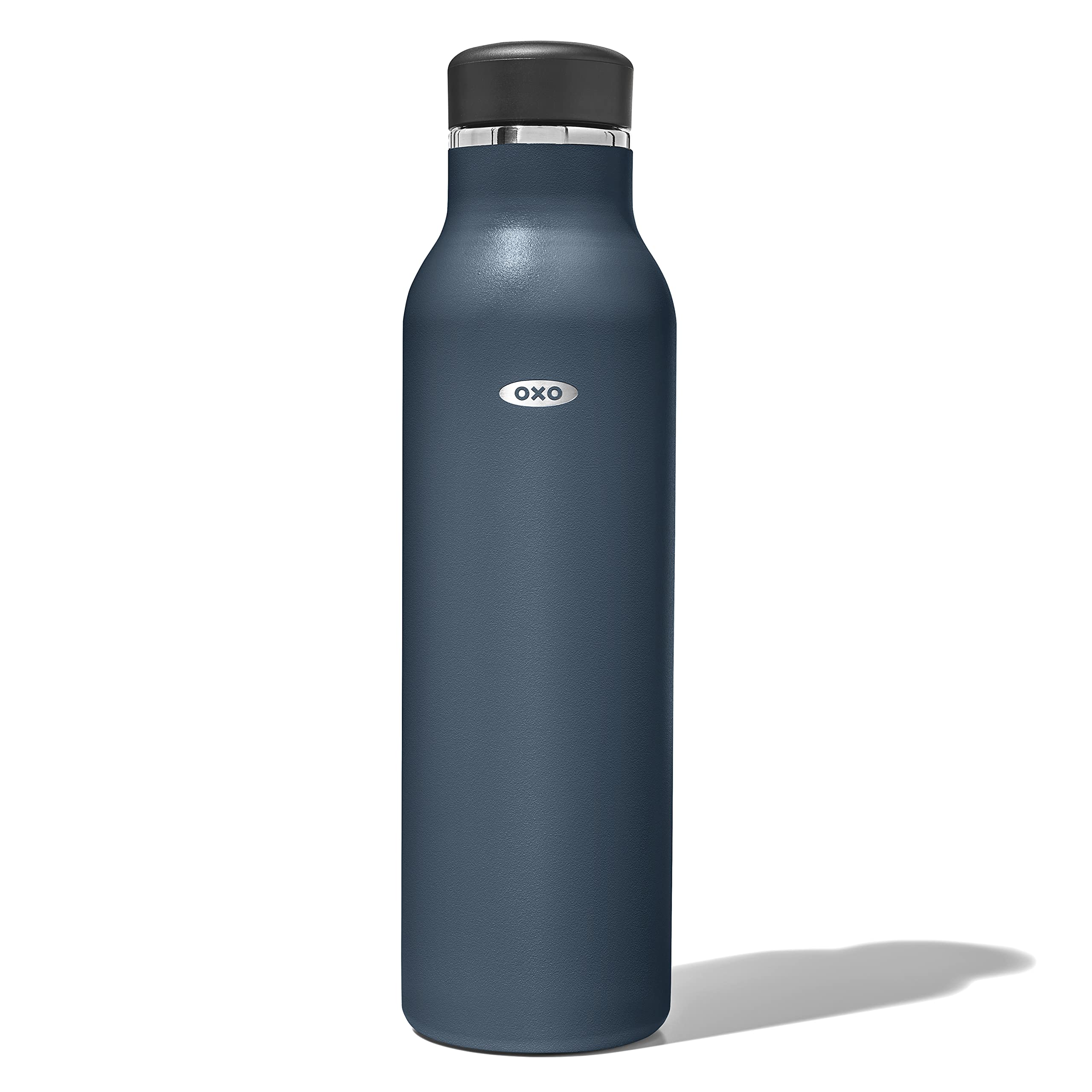 OXO Strive 20oz Insulated Stainless Steel Water Bottle with Leak-Proof Standard Lid - Dark Cobalt Blue | Keeps Drinks Cold for 24 Hours & Hot for 12 Hours | Perfect for Gym, Hiking, Office & Travel