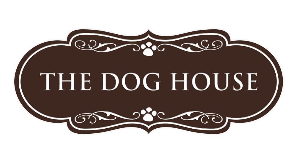 Designer Paws Large Dark Brown Dog House Sign - Personalized Pet Door Plaque for Outdoor & Indoor Decoration