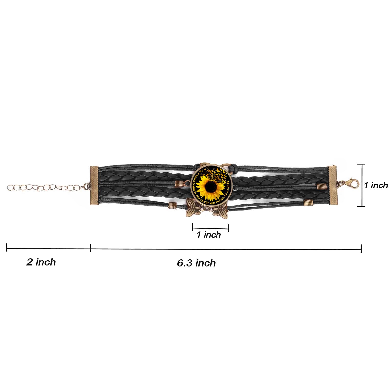 Boho Sunflower Leather Bracelet for Women - Handmade Bohemian Friendship Bracelet - Birthday Gift for Wife, Mom, Daughter, Teen Girls - Perfect for Summer Festivals, Boho Chic Outfits & Meaningful Gifting