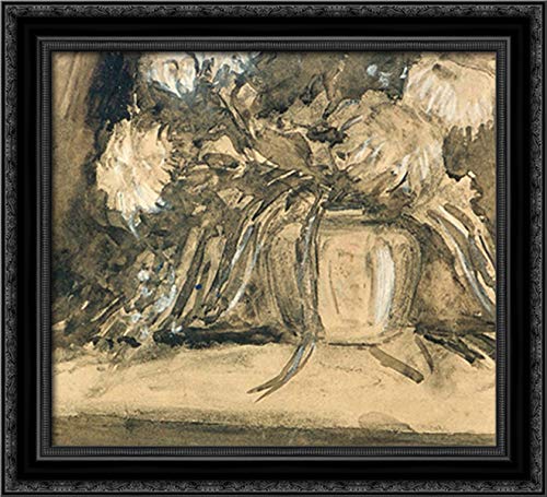 Black Ornate Wood Framed Canvas Art - Theo van Doesburg Chrysanthemums Painting 22x20 - Perfect for Living Room, Bedroom & Office Wall Decor