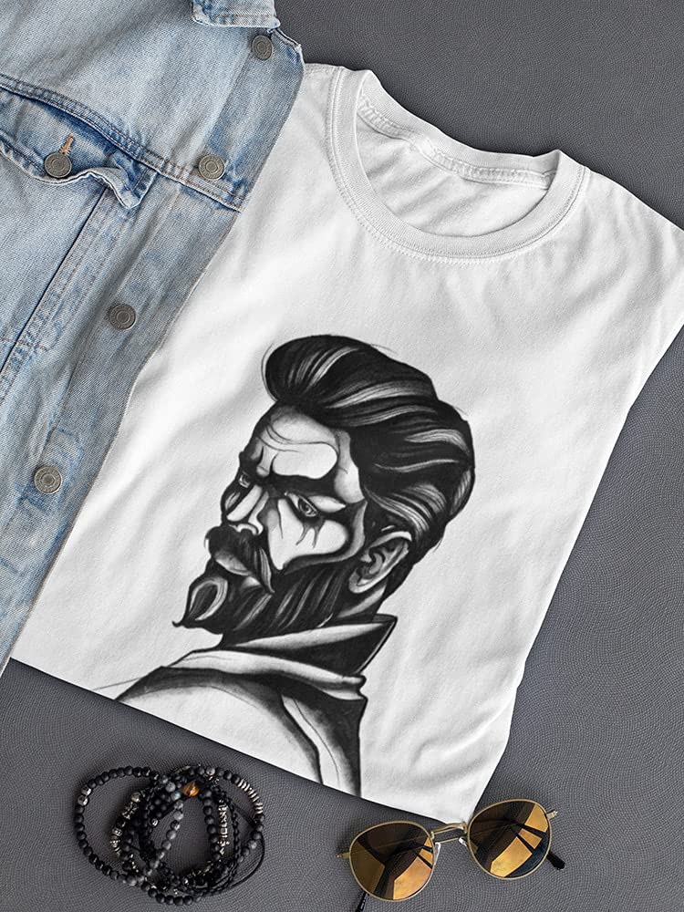 Bearded Man Hand Drawn Graphic T-Shirt for Women - Casual Streetwear & Unique Gift Idea for Art Lovers