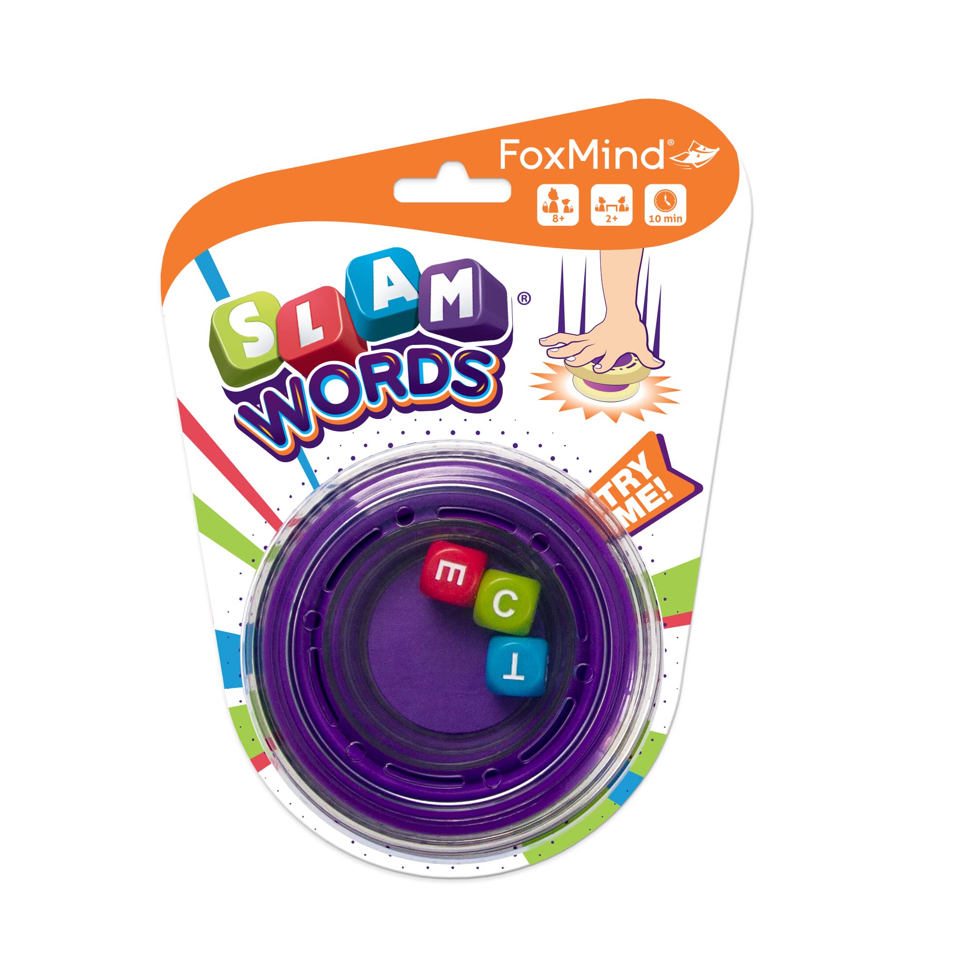 Foxmind Slam Words Quick Word Game - Fun Educational Alphabet Dice Game to Improve Vocabulary & Spelling Skills | Travel Board Game for 2+ Players | Perfect for Family Game Night, Parties & Classroom Learning Activities