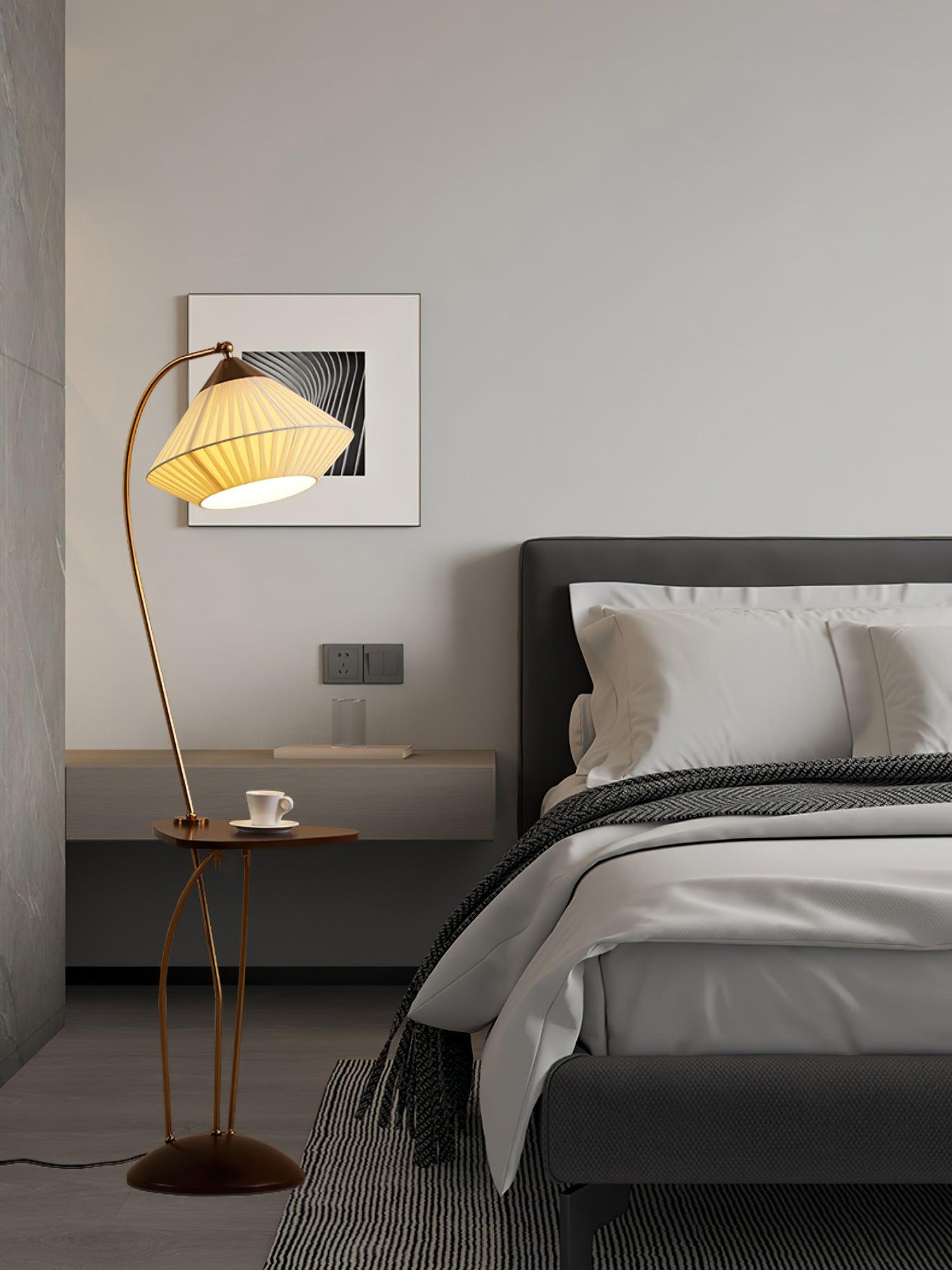 Modern Curve Floor Lamp with Side Table - Adjustable Reading Light for Living Room, Bedroom & Office - Perfect for Reading, Working & Relaxing