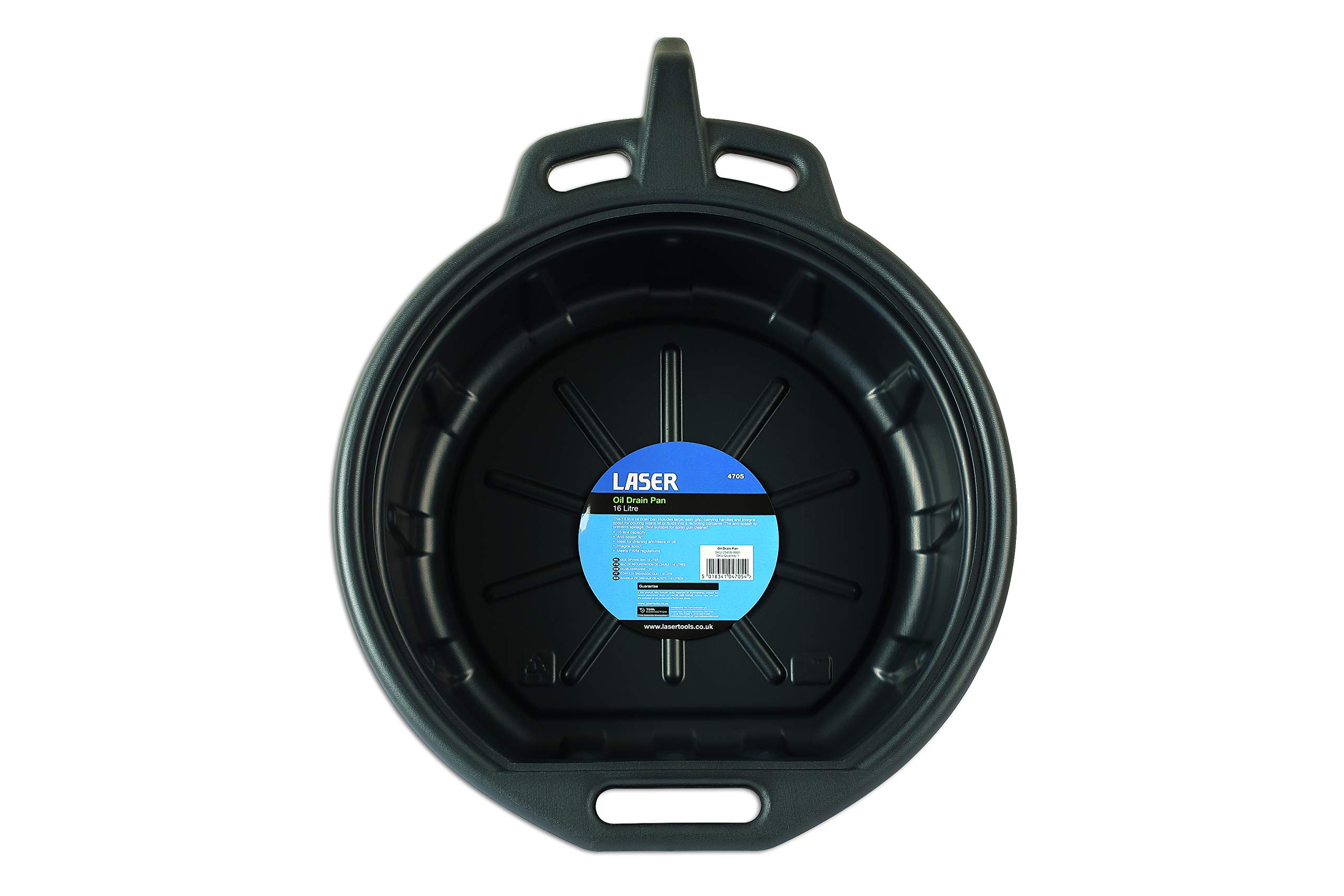TOOLCONNECTION 4705 16L Oil Drain Pan - Heavy Duty Automotive Oil Change Pan with Spout & Handle for Easy Pouring - Perfect for DIY Car Maintenance, Motorcycle & Truck Oil Changes