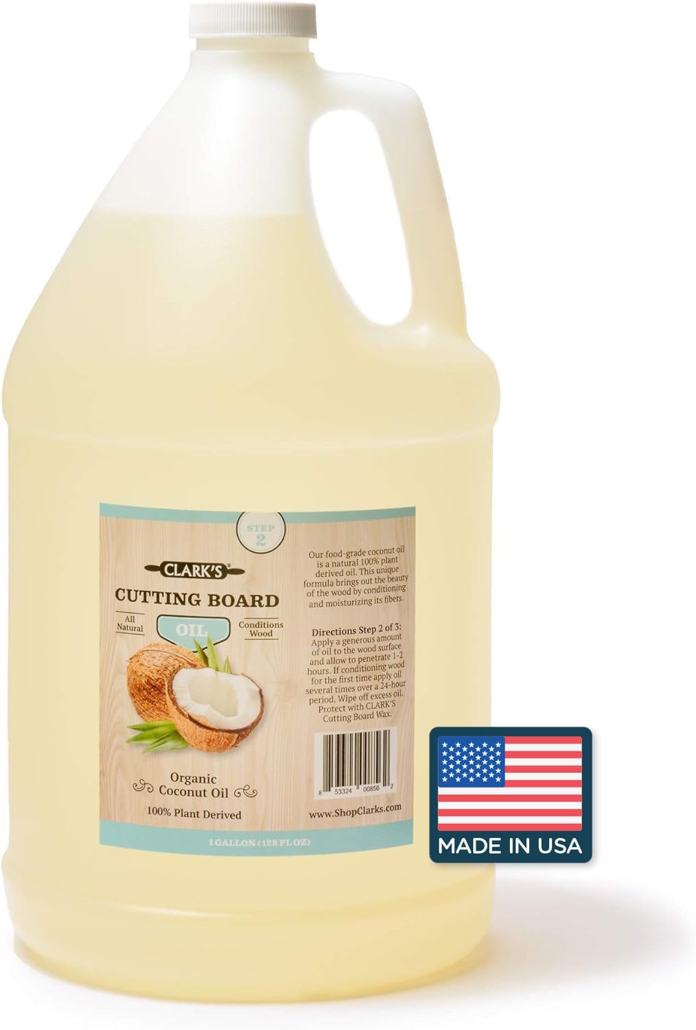 CLARK'S Premium Fractionated Coconut Oil for Cutting Boards - 1 Gallon Food-Safe Wood Conditioner & Protector | Restores Kitchen Countertops, Butcher Blocks, Wooden Utensils & Bowls | Ideal for Daily Wood Maintenance & Food Prep Surfaces