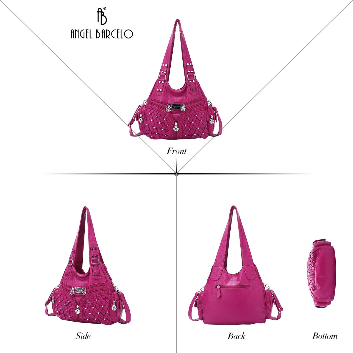 Angel Barcelo Women's PU Leather Tote Bag - Fashion Shoulder Purse for Work & Travel