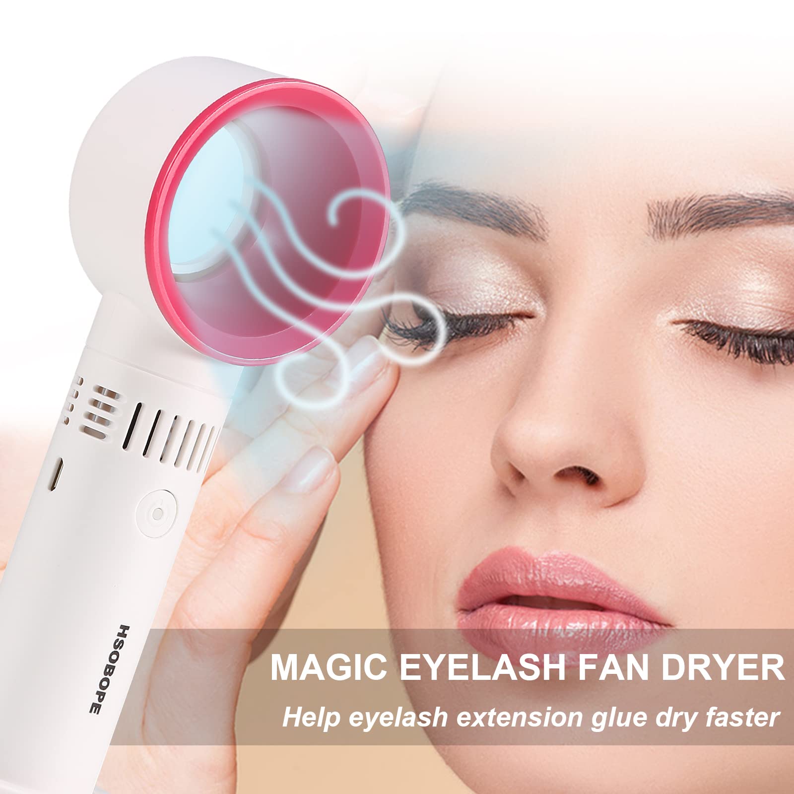 Portable USB Rechargeable Bladeless Mini Handheld Fan - Eyelash Extension Dryer for Professional & Home Use | Essential Beauty Tool for Makeup Artists & DIY Lash Lovers
