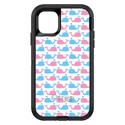 Blue Pink Cartoon Whales On Black Case
