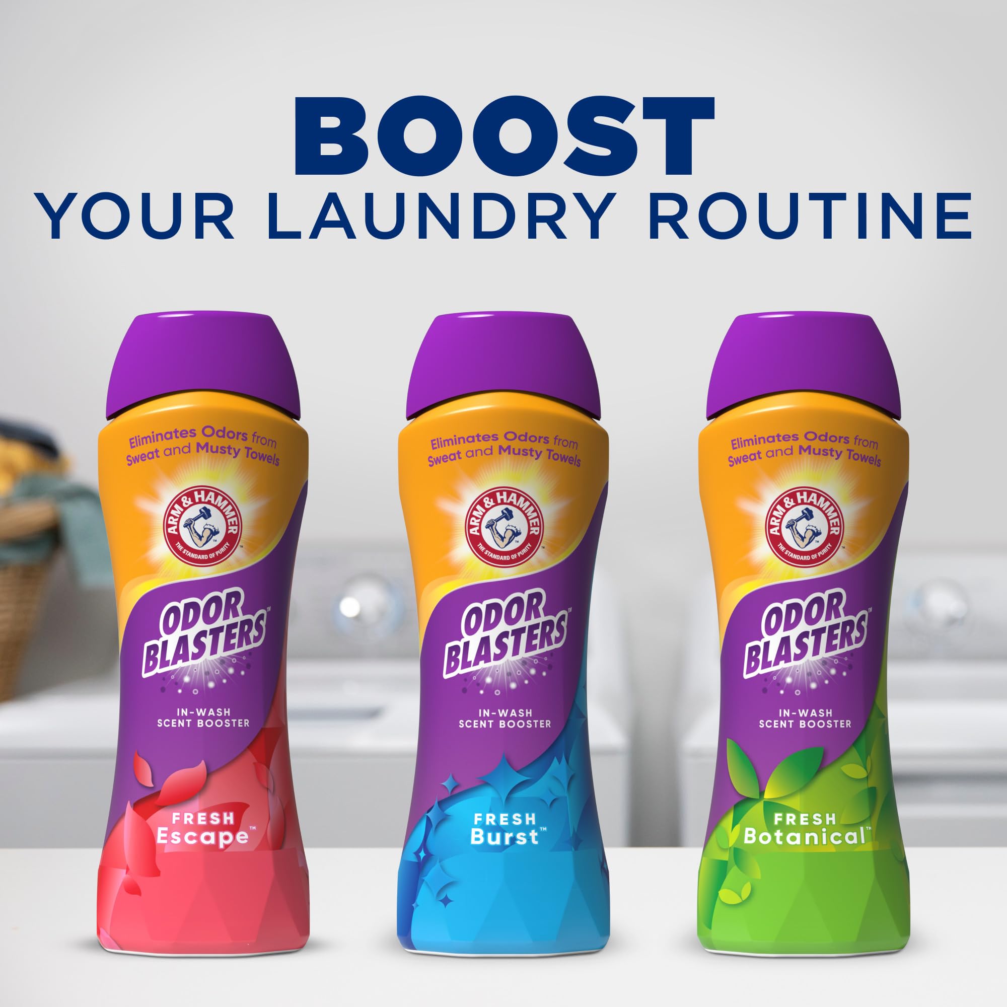ARM & HAMMER Odor Blasters In-Wash Scent Booster, Fresh Botanical - 24 Oz | Laundry Detergent Enhancer for Long-Lasting Fragrance | Perfect for Gym Clothes, Workout Gear & Musty Fabrics