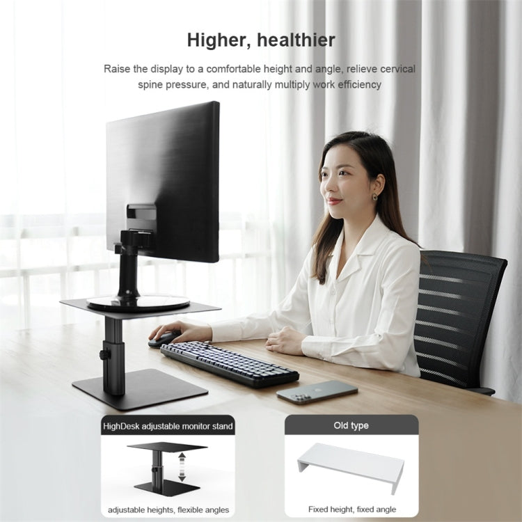 Nillkin N6 Adjustable Metal Monitor Stand Riser - Ergonomic Computer Screen Desk Organizer for Home & Office Workspace - Perfect for Laptops, Monitors, and All-in-One PCs