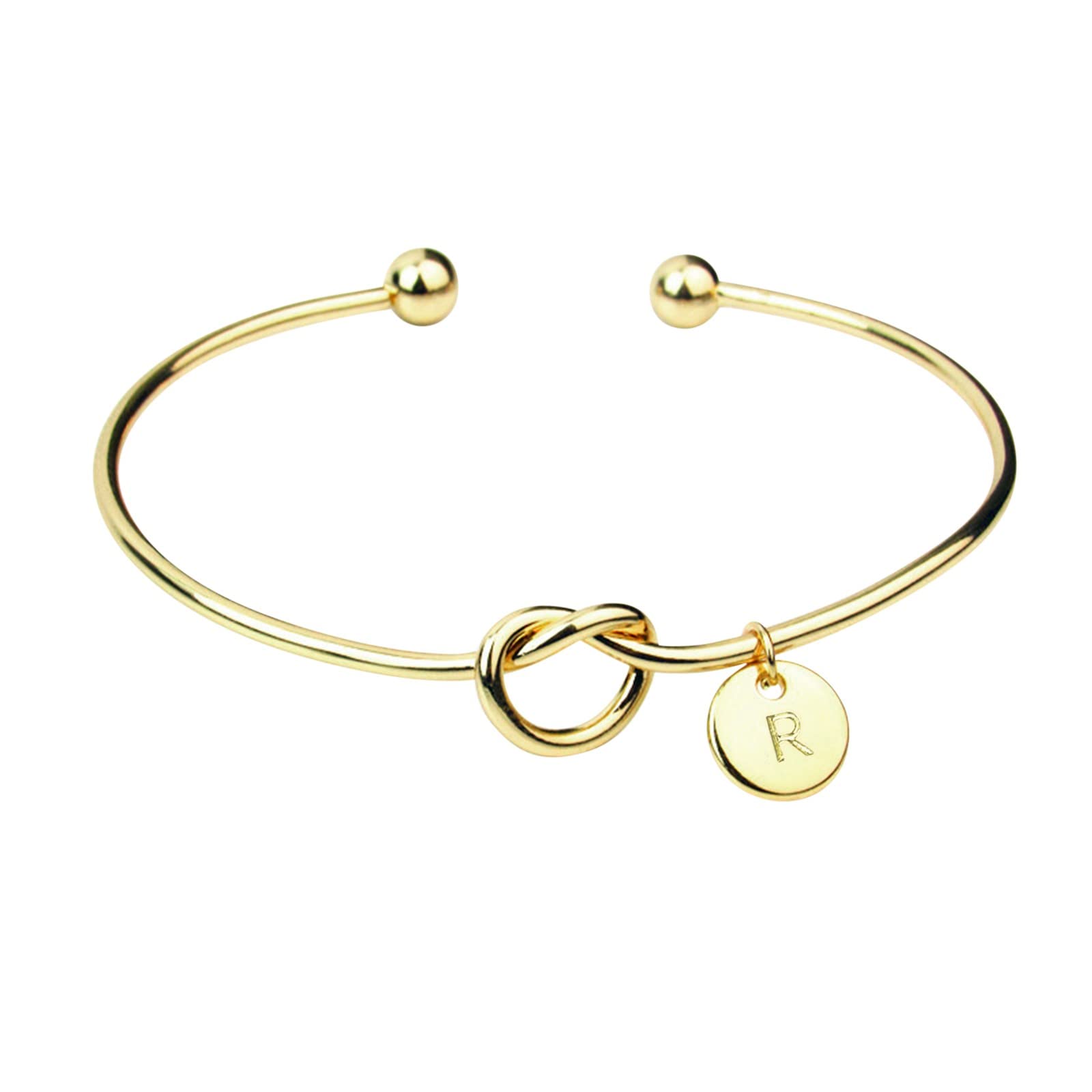 Johtae Fashion Bracelet - 26 Letter Pendant Heart Open Knotted Stackable Bracelet for Women | Valentine's Day Gift, Friendship Jewelry, Everyday Wear
