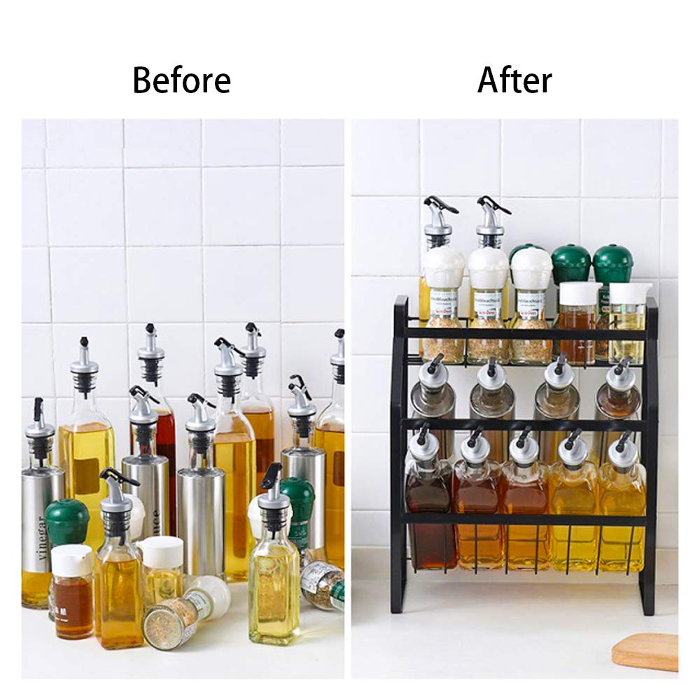 Tomorotec 3-Tier Compact Kitchen Spice Organizer Shelf - Space Saving Spice Rack for Counter & Cabinet Storage - Perfect for Pantry, Bathroom, Office & Small Space Organization
