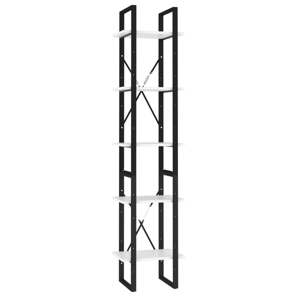 5-Tier White Modern Bookshelf - Freestanding Open Shelf Bookcase for Home & Office Storage - Wall Mountable Shelving Unit for Books, Decor & Organizing - Engineered Wood Book Cabinet