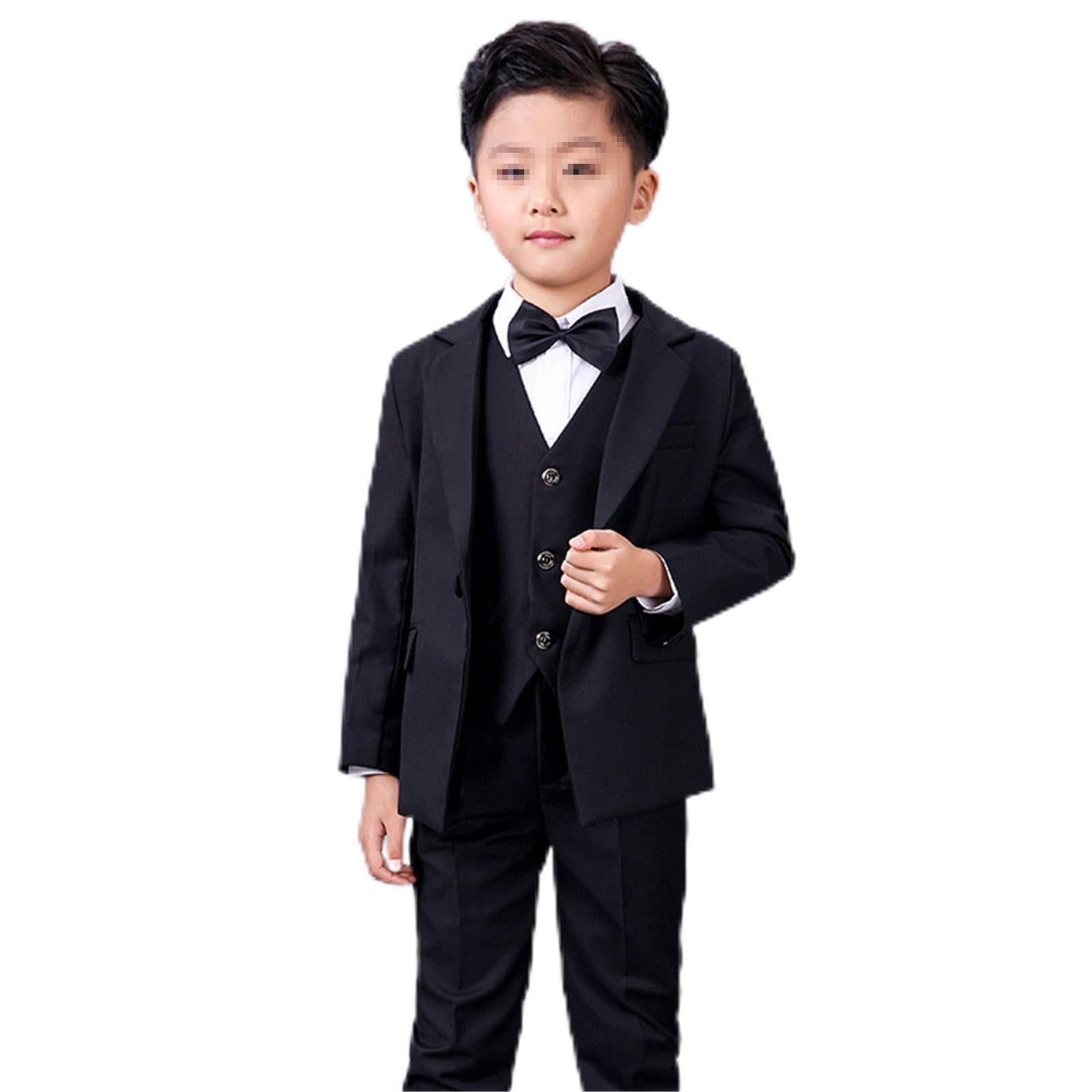 UIOKLMJH Boys Formal Suit 5-Piece Set - Blazer, Vest, Shirt, Pants & Bowtie for Weddings, Performances & Special Occasions | Kids Dress Outfit for Pageants, Church Events & Family Photos