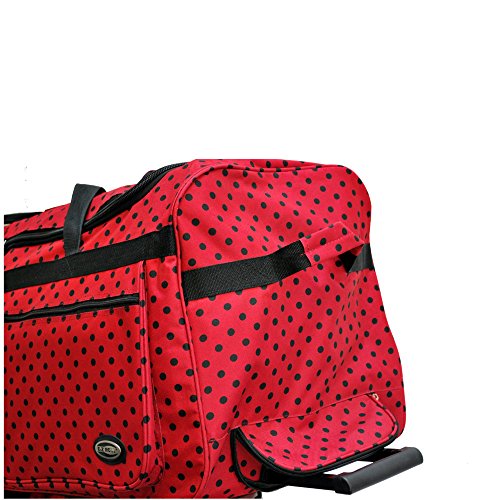 EZ Roll 36 Polka Dots Rolling Duffel Bag - 3 Color Options (Brown/Aqua) for Travel, Gym & Weekend Getaways | Spinner Luggage with Wheels