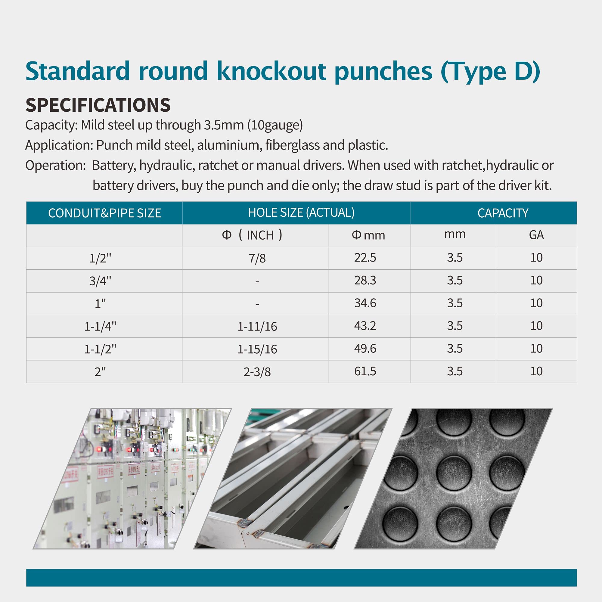 AMZCNC Hydraulic Knockout Punch Set - 8 Piece Electrical Conduit Hole Cutter Kit (1/2