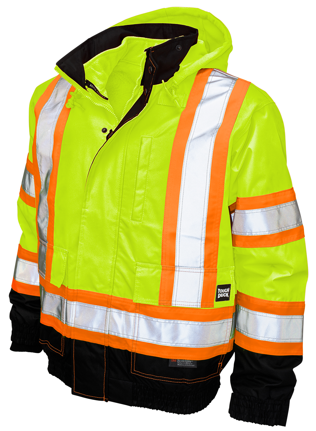 Tough Duck Poly Oxford 3-in-1 Safety Bomber Jacket with Fleece Liner S413 - Heavy Duty Workwear for Construction, Outdoor & Cold Weather Protection