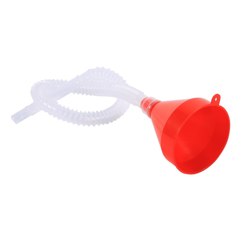 Universal Mini Red Flexible Plastic Funnel Set with Soft Pipe Spout - Perfect for Automotive, Motorcycle, Truck & Van Fluid Transfer - Essential for Gasoline, Oil, and Liquid Pouring Tasks