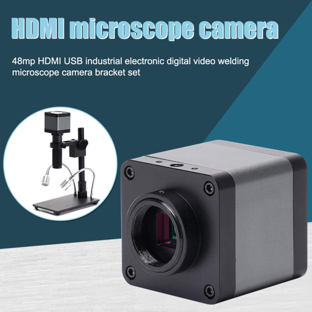 48MP HDMI Industrial Microscope Camera with Mount Kit - High Resolution Digital Video Microscope for PCB Inspection, Soldering, Quality Control & Manufacturing