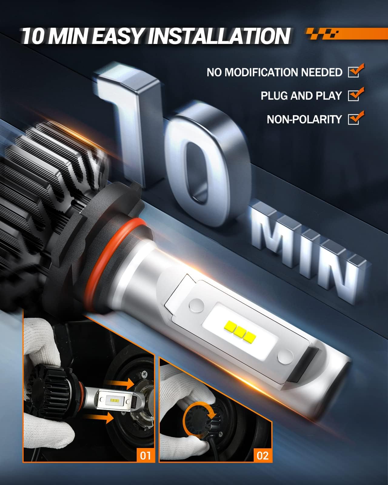 SEALIGHT HB3 Fog Light Bulbs 22000LM Super Bright LED - Turbo Cool Fan for Powersports, ATV, UTV - 600% Brighter Than Halogen - Easy 5-Minute Installation (Pack of 2) - Perfect for Off-Roading, Night Driving & Extreme Weather Conditions