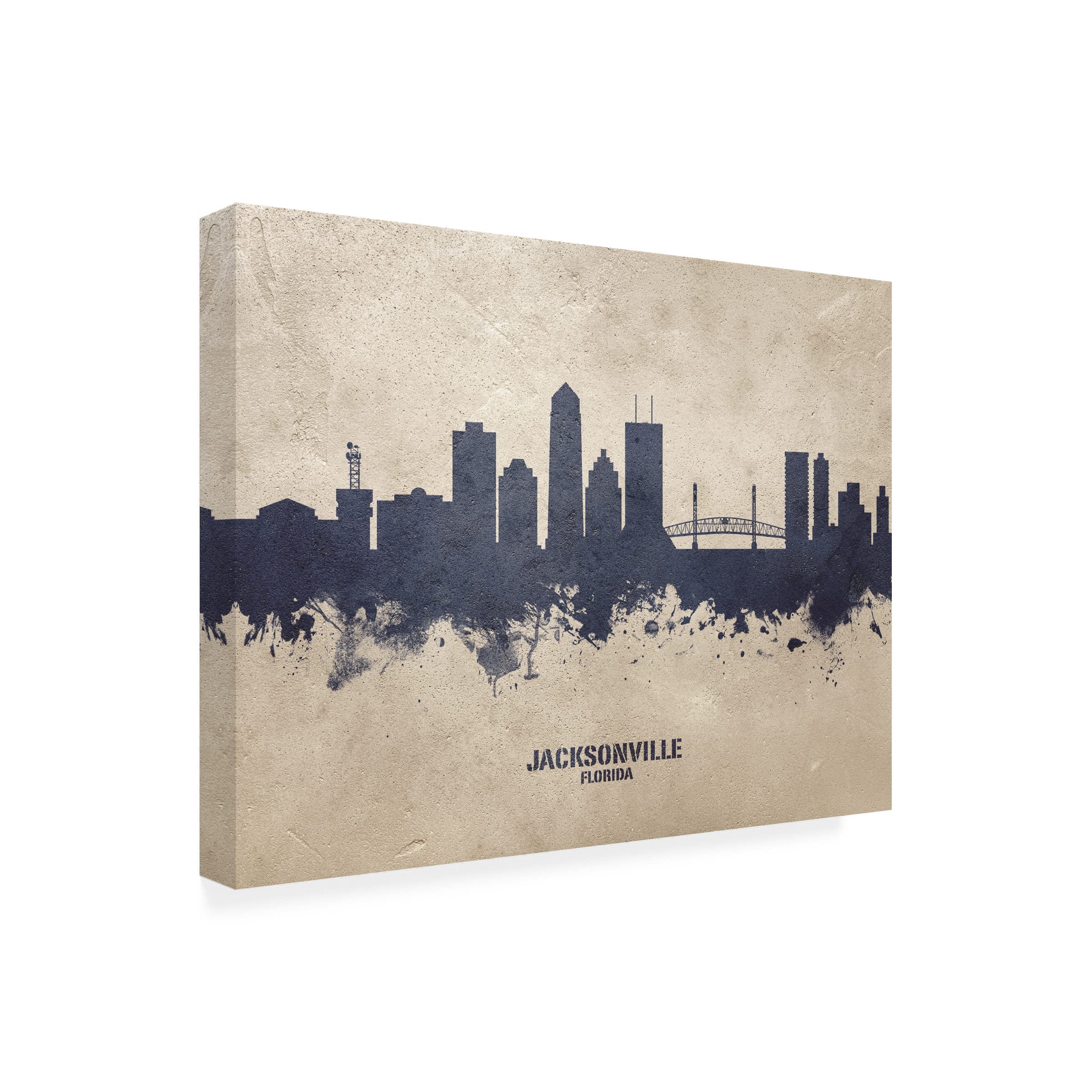 Michael Tompsett Jacksonville Florida Skyline Concrete Canvas Art Print - Modern Cityscape Wall Decor for Living Room, Office & Bedroom