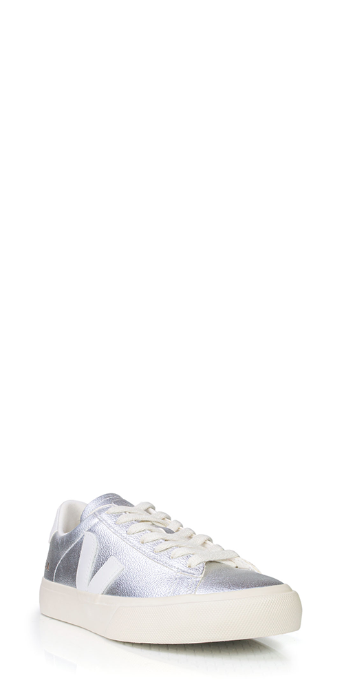 Premium Campo Leather Sneakers for Men & Women - Silver White Casual Shoes for Walking, Travel & Everyday Wear