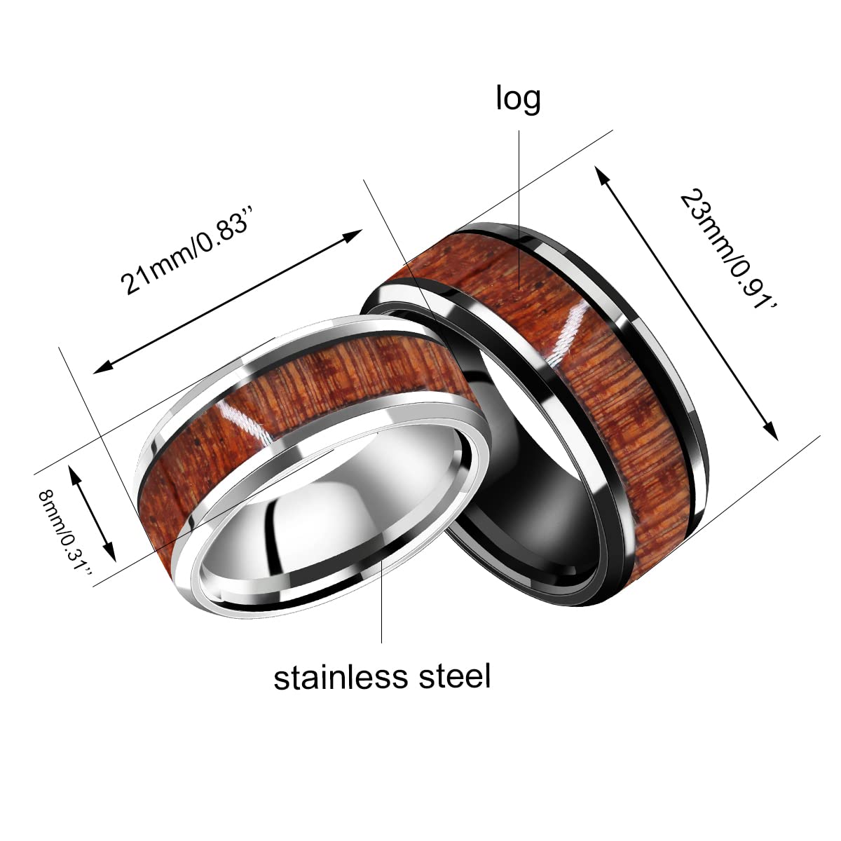 Uloveido Titanium Stainless Steel Wedding Rings for Couples - Engravable Matching Engagement Bands, Real Love Y552 - Perfect for Anniversaries, Proposals & Romantic Gifts