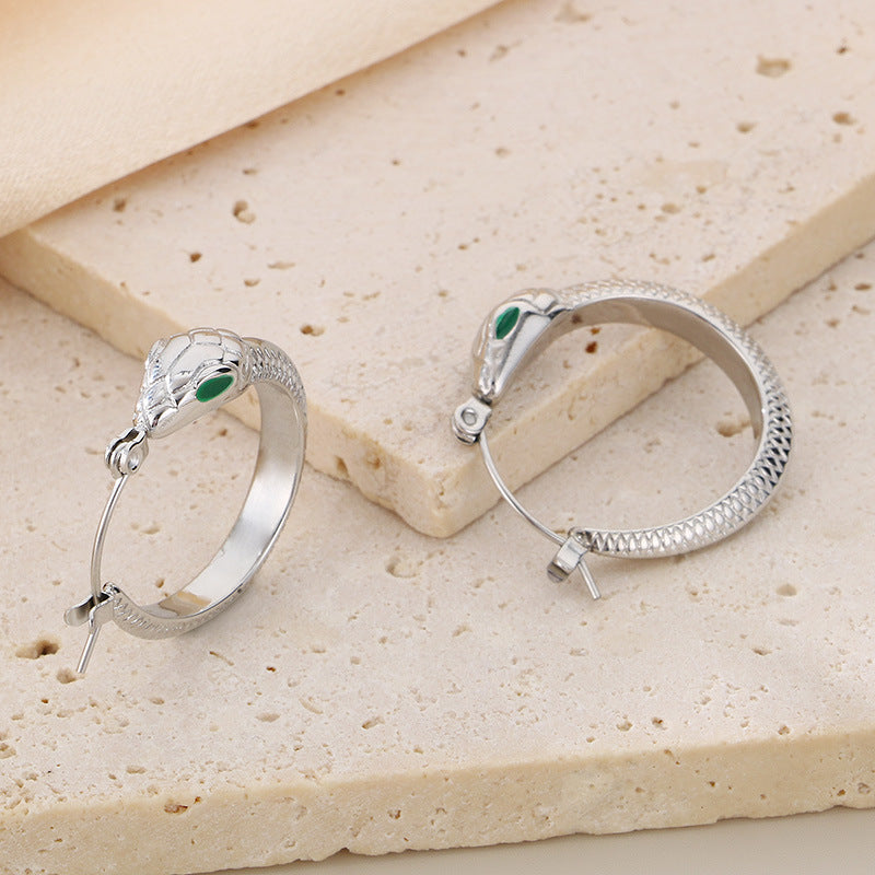18K Gold Snake Huggie Hoops Earrings for Women | Trendy Minimalist Hoop Earrings | Perfect for Everyday Wear, Parties & Gifts | JDE352