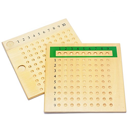 Montessori Wooden Math Learning Toy - Multiplication & Division Bead Board for Kids | Early Childhood Educational Teaching Aid | Perfect for Homeschooling & Classroom Activities (Red & Green)