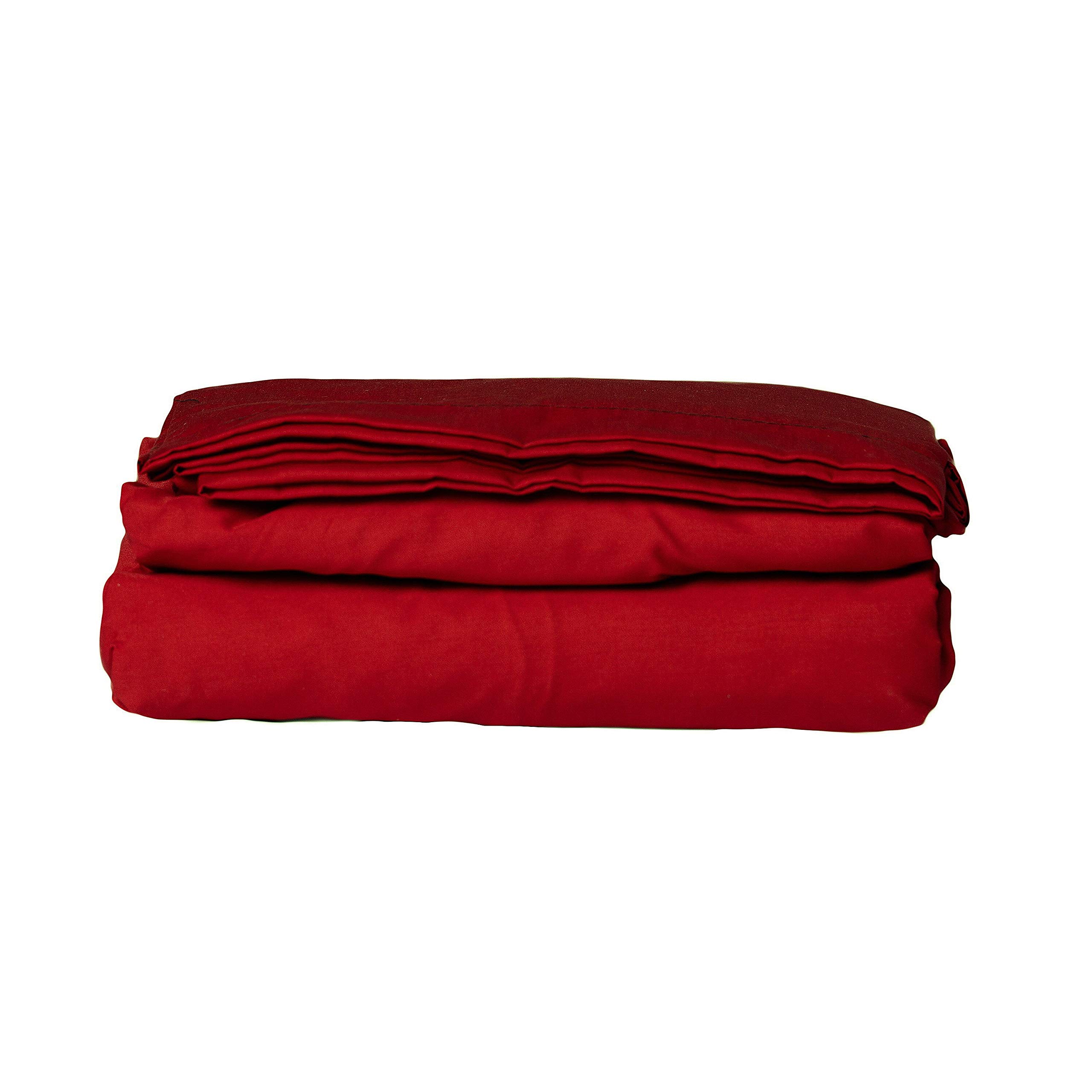 Mayfield 4-Piece Cotton Polyester Blend Sheets Set for 3/4 Full Size Bed (48x75x14) - Soft & Durable Hotel-Quality Bedding - Antique Style Red Sheets - Made in USA - Perfect for Guest Rooms, Dorms & Vintage Bedroom Decor