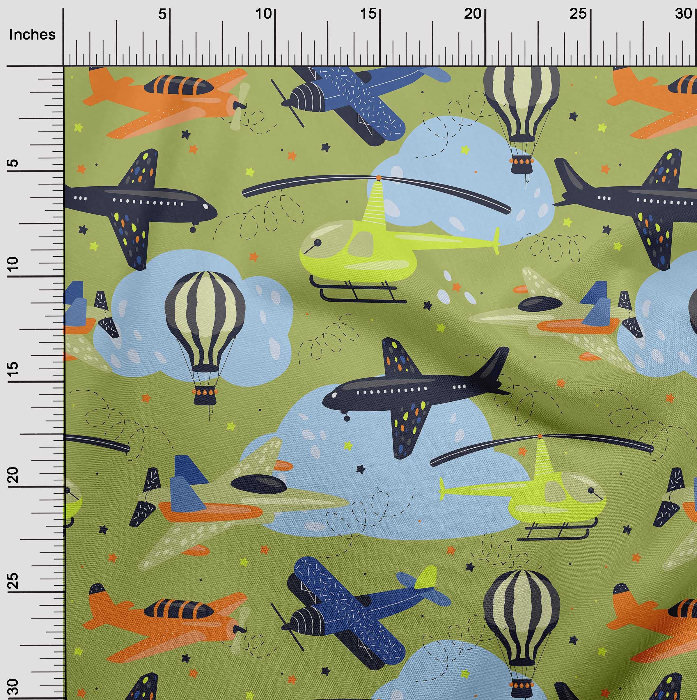 Premium 100% Cotton Poplin Fabric - Olive Green Airplane Print for Nursery, Kids Quilting & Sewing Projects | 56 Inch Wide by The Yard | Perfect for DIY Baby Blankets, Curtains & Home Decor