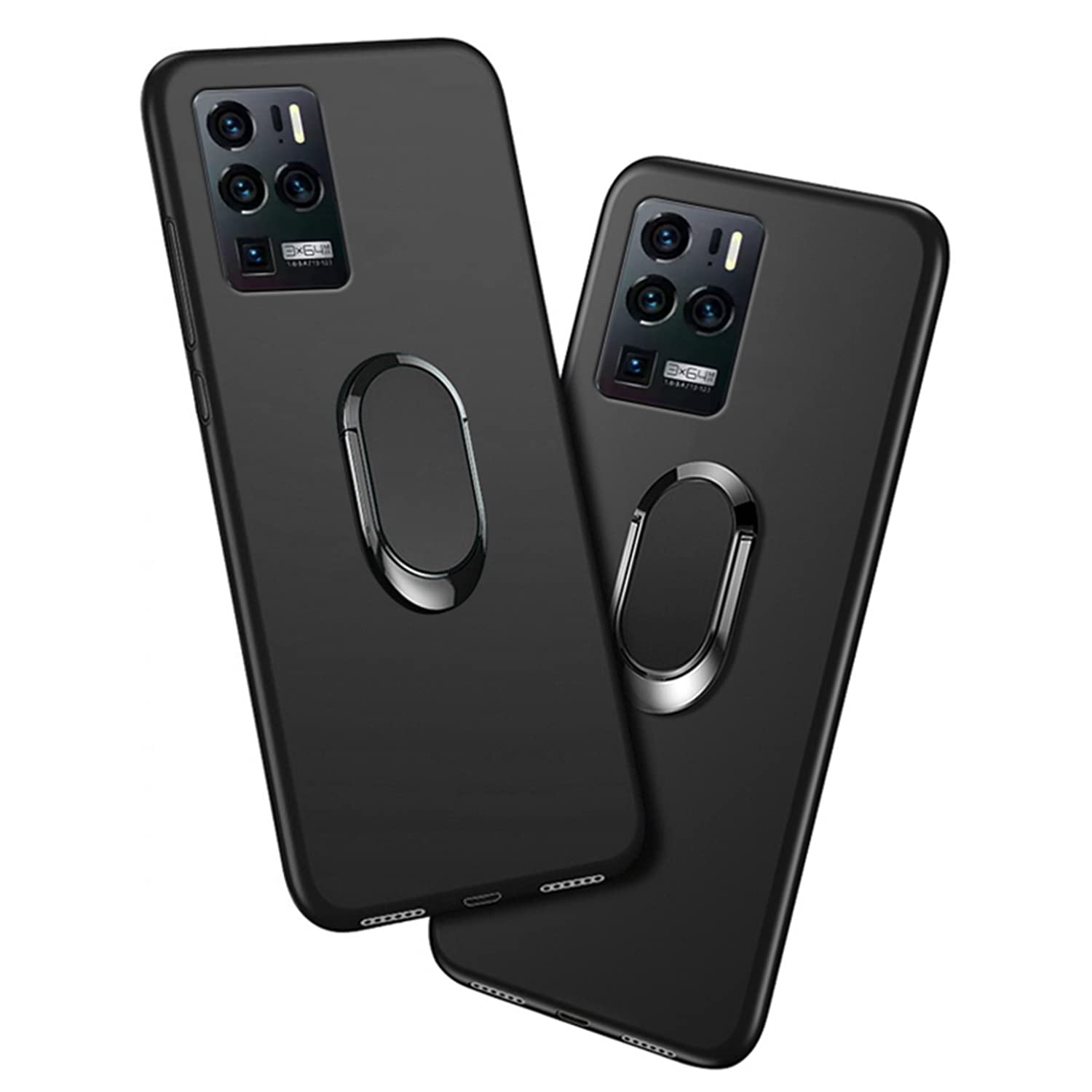 ZMONE Slim Fit TPU Case for ZTE Axon 30 Ultra 5G - Ultra Thin Matte Protective Phone Cover with Magnetic Ring Kickstand (Black) | Perfect for Work, Travel & Everyday Use