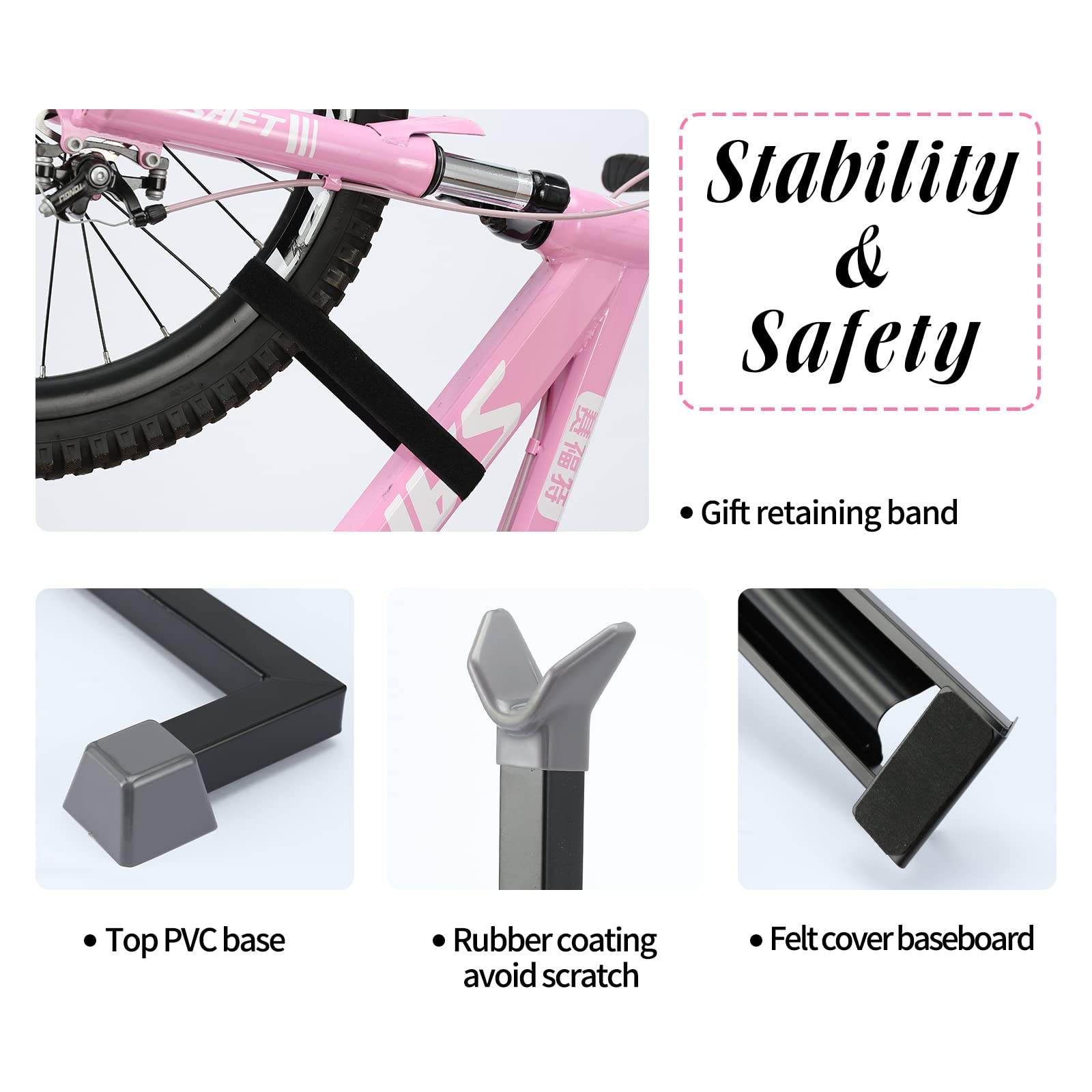 Heavy Duty Vertical Bike Stand for Indoor Storage - 2 Pack PVC Coated Upright Bicycle Rack Holder Fits 24