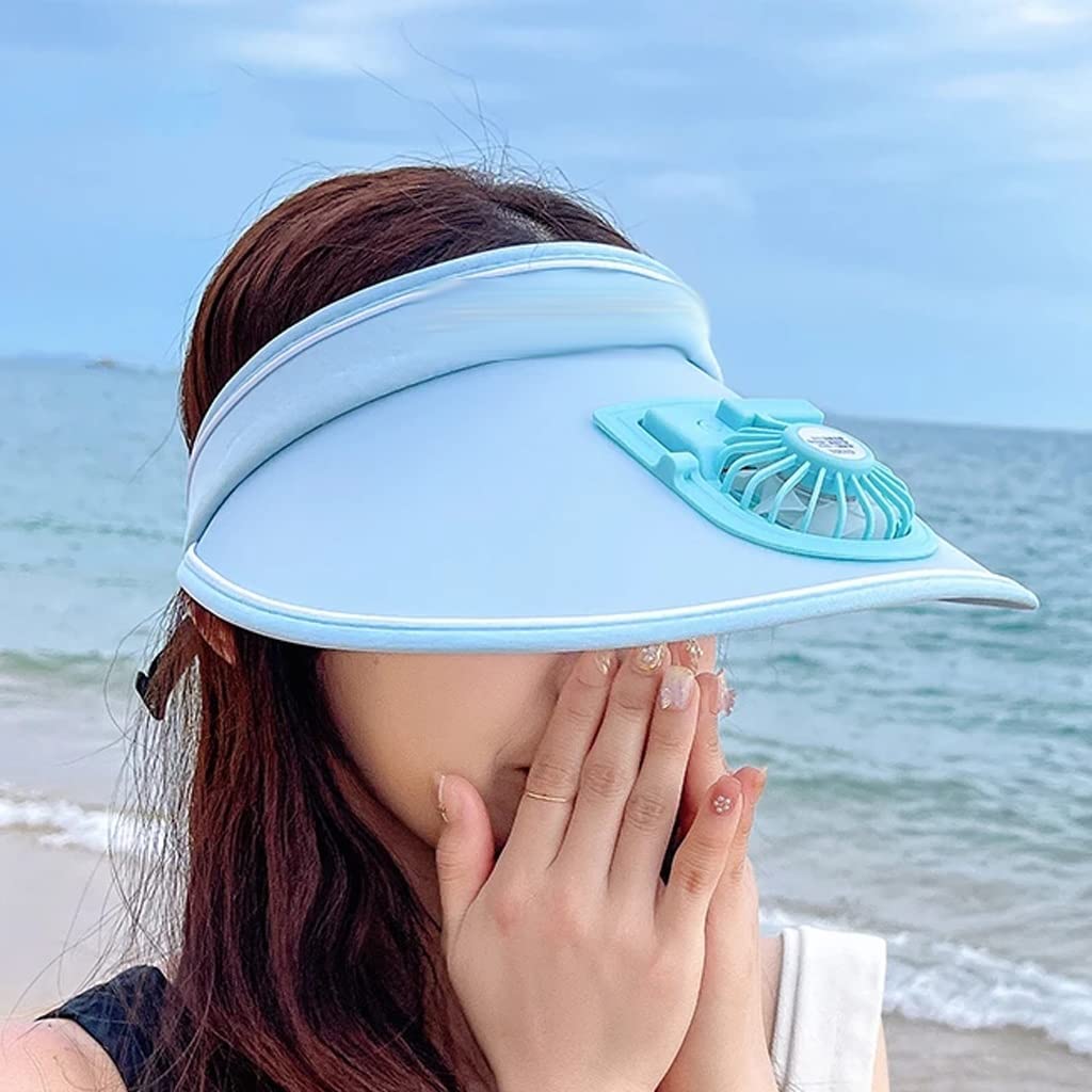 3-Speed Adjustable Electric Cooling Fan Summer Visor Hat for Women - UV Sun Protection, Breathable Design for Beach, Biking & Outdoor Activities (Color: E, Size: 55-60cm) | Perfect for Vacations, Sports & Daily Sun Shade