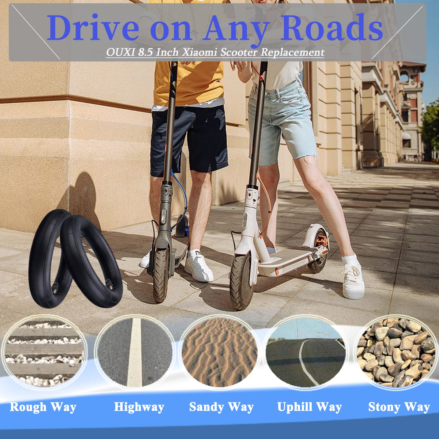 2 Pack 8.5x2 Inch Inner Tube & Pneumatic Tires - Compatible with Gotrax GXL V2/Xiaomi M365 Electric Scooters - Durable Butyl Rubber Replacement Wheels for Front & Rear - Perfect for Commuting, Campus Travel & Urban Mobility