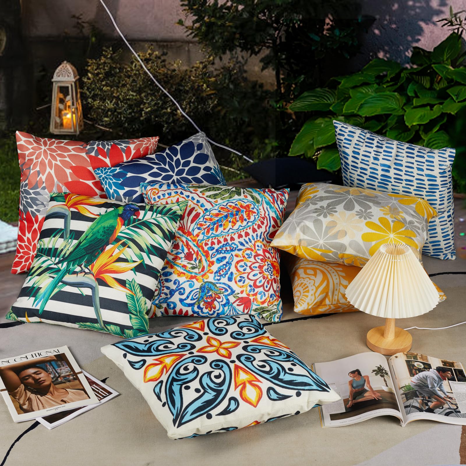 Waterproof Outdoor Throw Pillows Set of 2 - 18×18 Inch Decorative Patio Cushions for Garden, Porch, Sofa & Bed - All-Weather Pillow Covers for Outdoor Furniture, Camping & Poolside Lounging