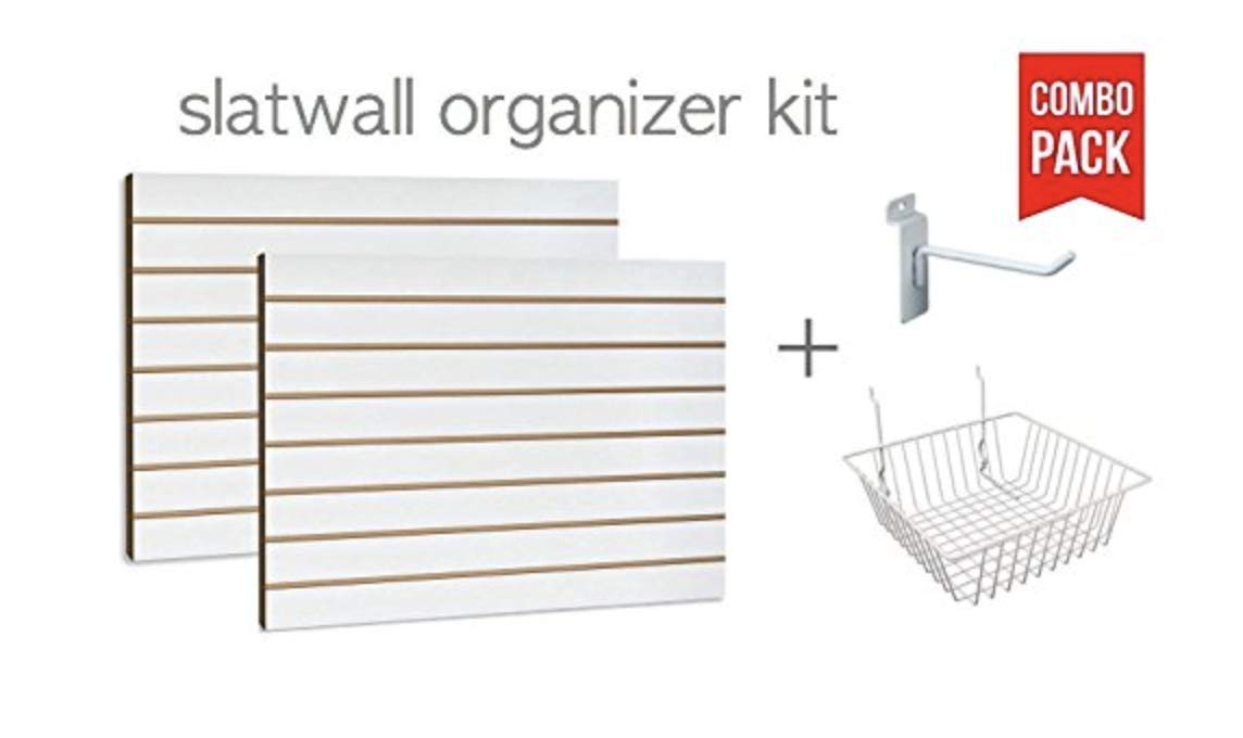 White Slatwall Panels Organizer Kit - 2 Pack 24