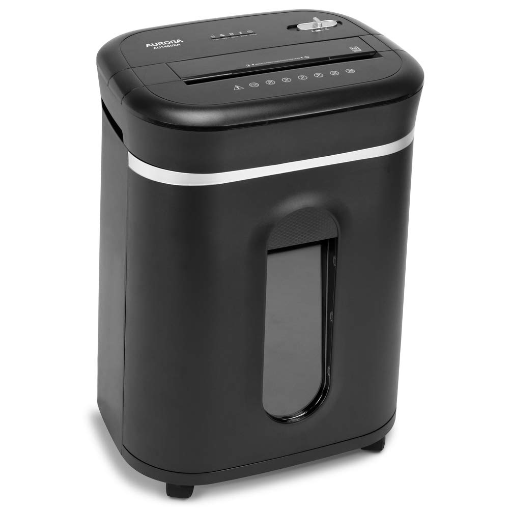 Aurora 14-Sheet Crosscut Paper Shredder with 6-Gallon Basket - Heavy Duty CD/Credit Card Shredder, 120 Min Continuous Run Time - Perfect for Home Office & Small Business Document Security