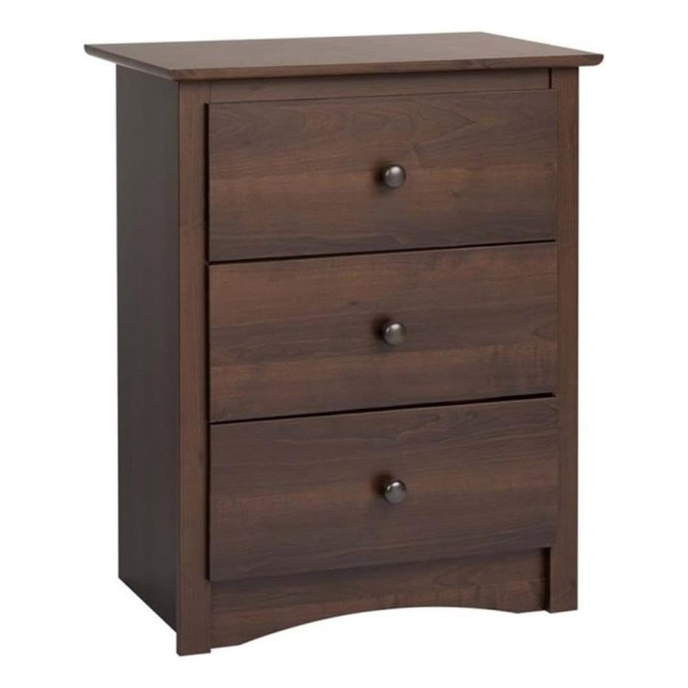 Atlin Designs Transitional 3-Drawer Wooden Nightstand - Espresso Finish Bedside Table for Bedroom Storage & Organization | Perfect for Small Spaces, Guest Rooms & Apartment Living
