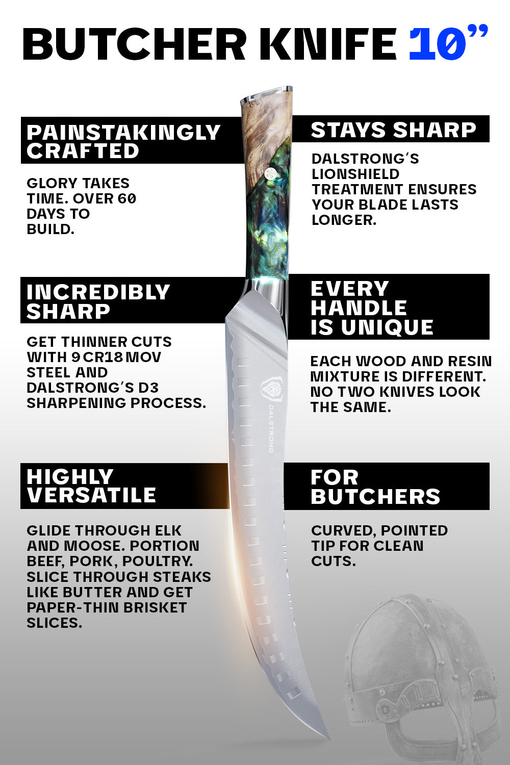 Dalstrong Valhalla Series 10-Inch Butcher Knife - Professional Meat Cleaver for Chefs & Home Cooking | Perfect for Slicing, Dicing & Chopping Meat