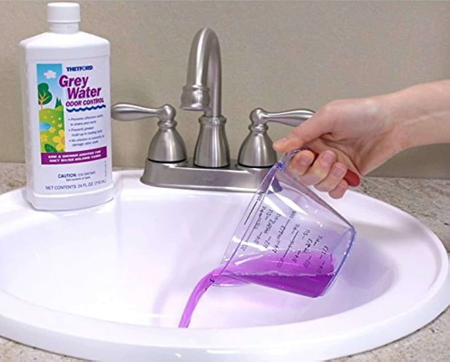 Grey Water Odor Control - RV Grey Water Tank Treatment by Thetford 15842, 24 oz - Eliminate Odors for Fresh RV Living