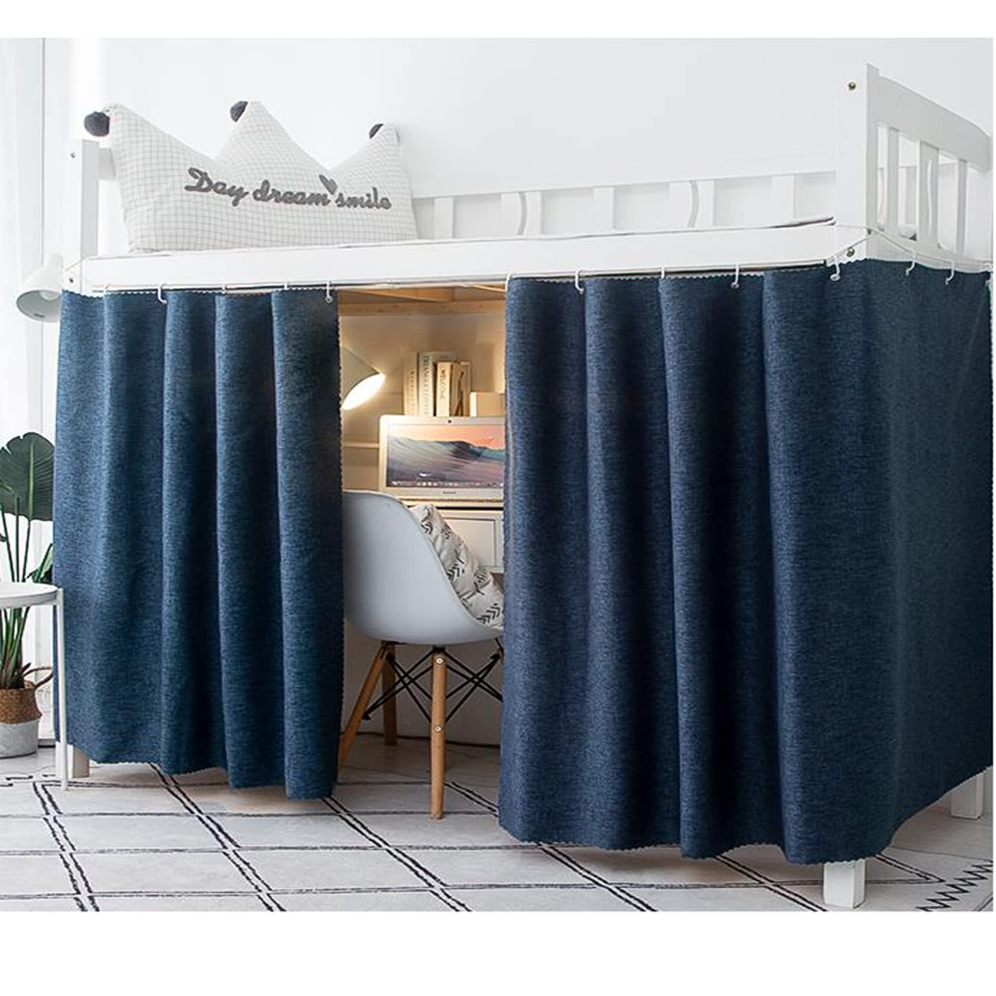 Blackout Bed Canopy Curtain for Dorm & Home - Thick Solid Fabric Privacy Curtain for Single Sleeper Bunk Beds (Men & Women) - Perfect for College Dorms, Studio Apartments & Privacy Needs