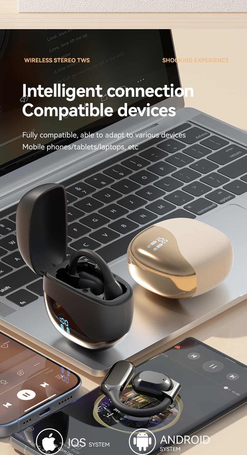 Real Time AI Language Translator Earbuds - Open Ear Wireless Bluetooth Translator Pods for iOS & Android with 144 Languages Support (2 Black) - Perfect for Travel, Business Meetings & International Communication