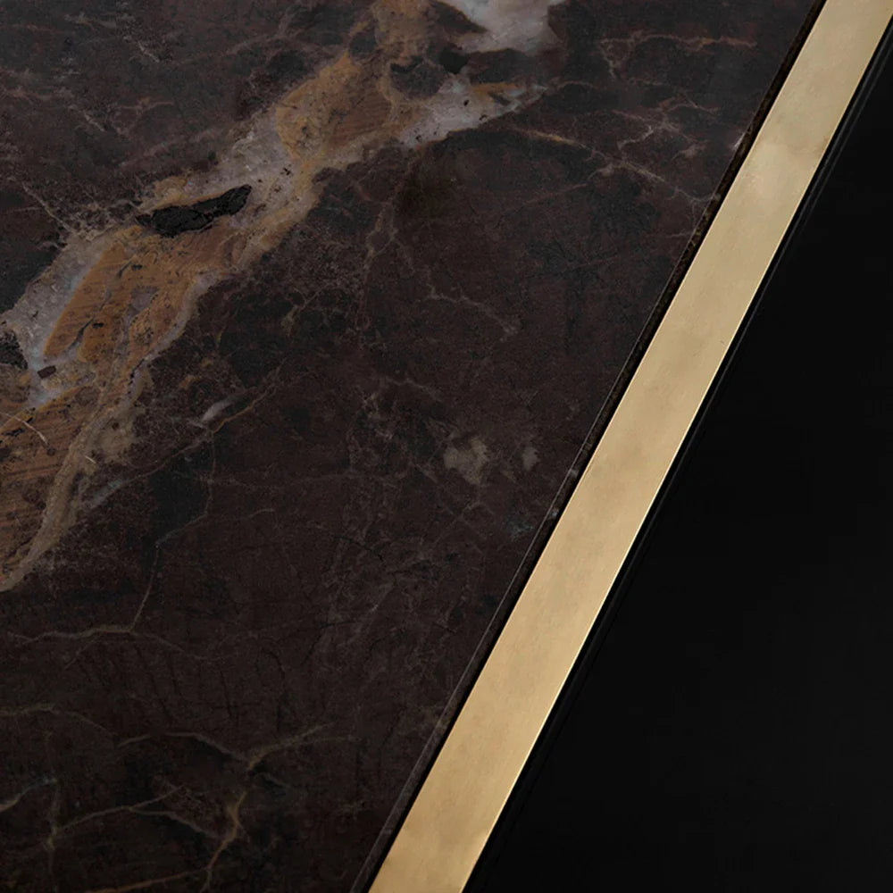 Luxury Bronze Marble Dining Table - Modern Round Kitchen Table for Dining Room, Restaurant & Home Decor - Elegant Centerpiece for Family Gatherings & Dinner Parties