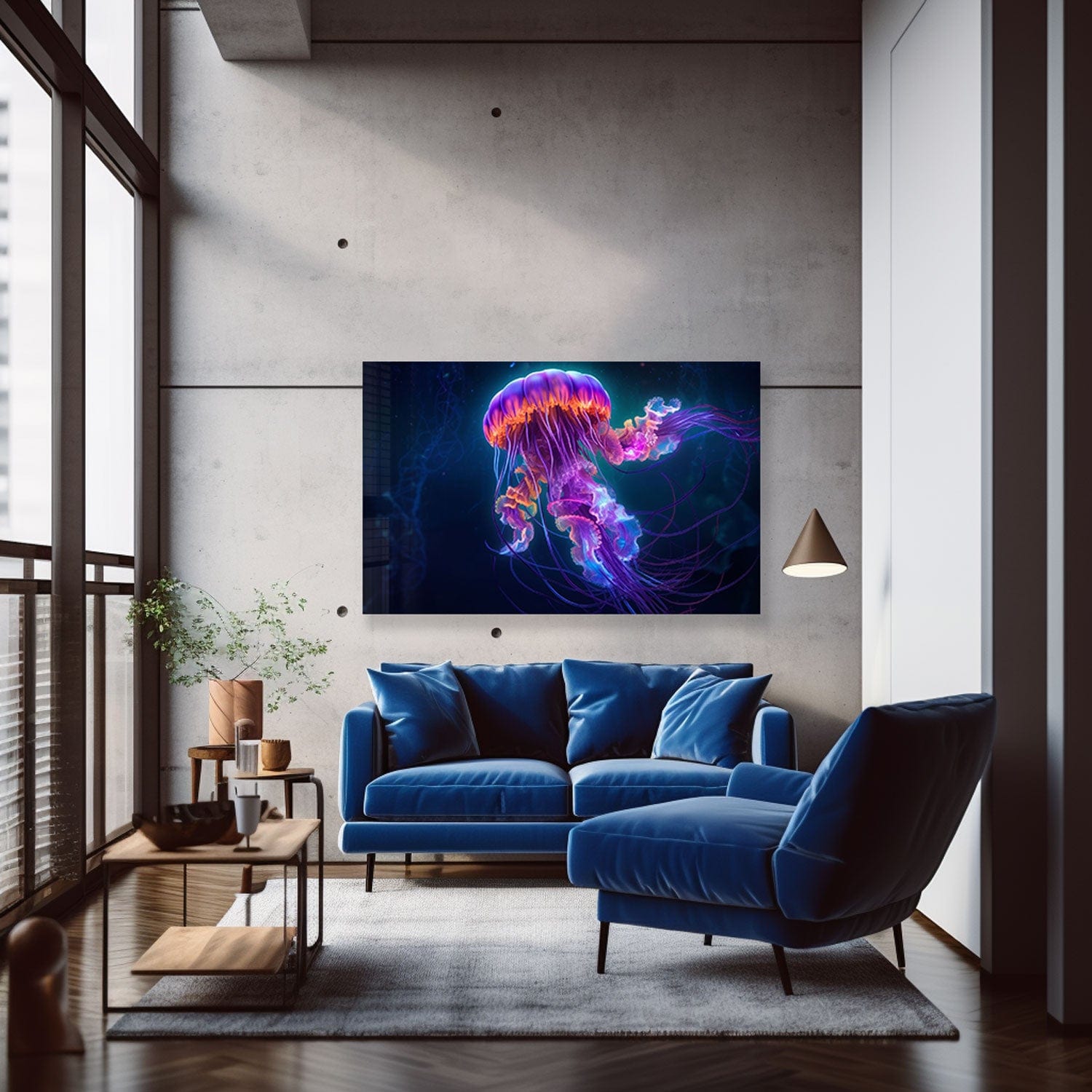 Jellyfish Tempered Glass Wall Art - Modern Ocean-Themed Decor for Living Room, Bedroom & Office