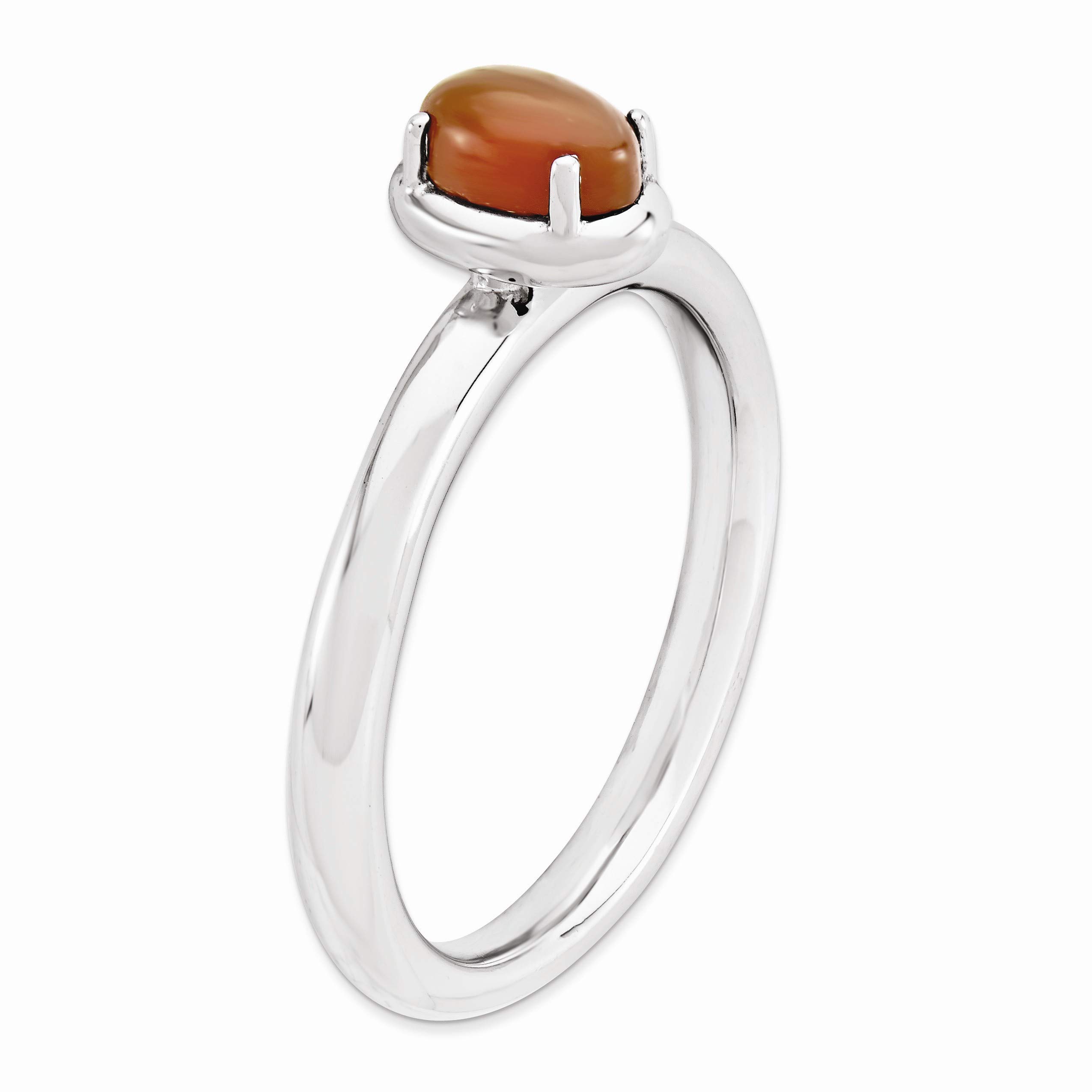 Sterling Silver Stackable Red Agate Ring for Women - Elegant Adjustable Gemstone Jewelry for Everyday Wear, Gift Giving & Special Occasions
