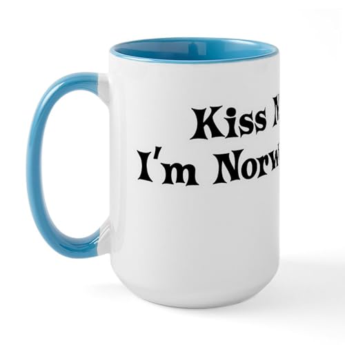 White/Blue Inside - Kiss Me, I'm Norwegian Large Mug