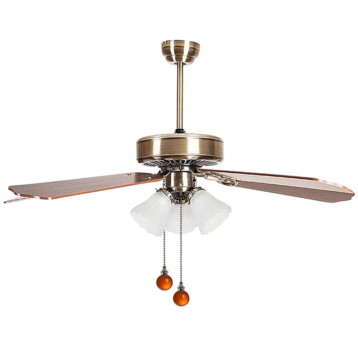 2-Pack Amber Crystal Ball Ceiling Fan Pull Chain Set - 30mm Diameter, 20 Inch Extender with Connector for Home, Wedding & Room Decor - Perfect for Bedroom, Living Room and Porch Fans