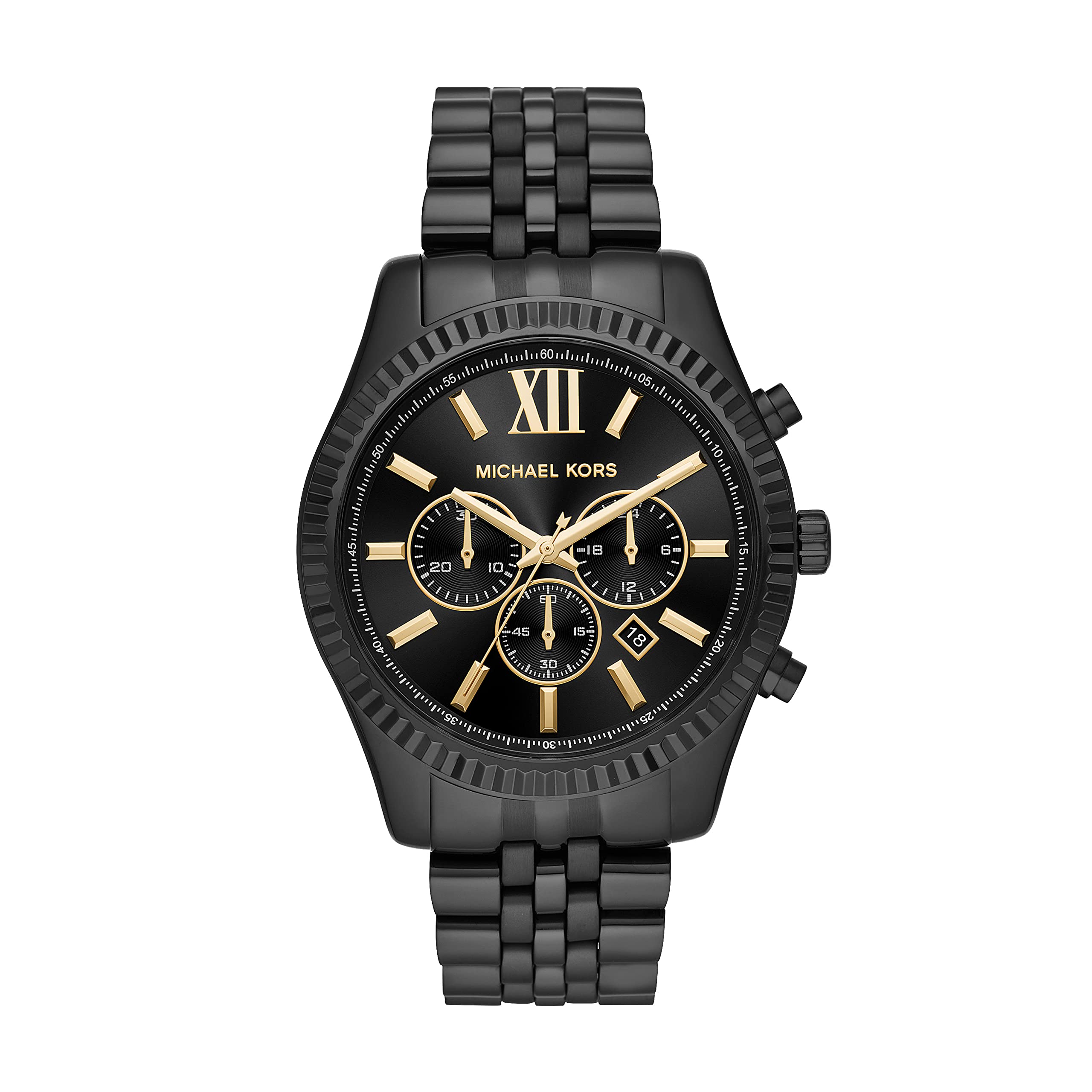 Michael Kors Lexington Chronograph Stainless Steel Watch for Men - Luxury Fashion Timepiece with Date Window & Water Resistance - Perfect for Business, Casual Wear & Special Occasions