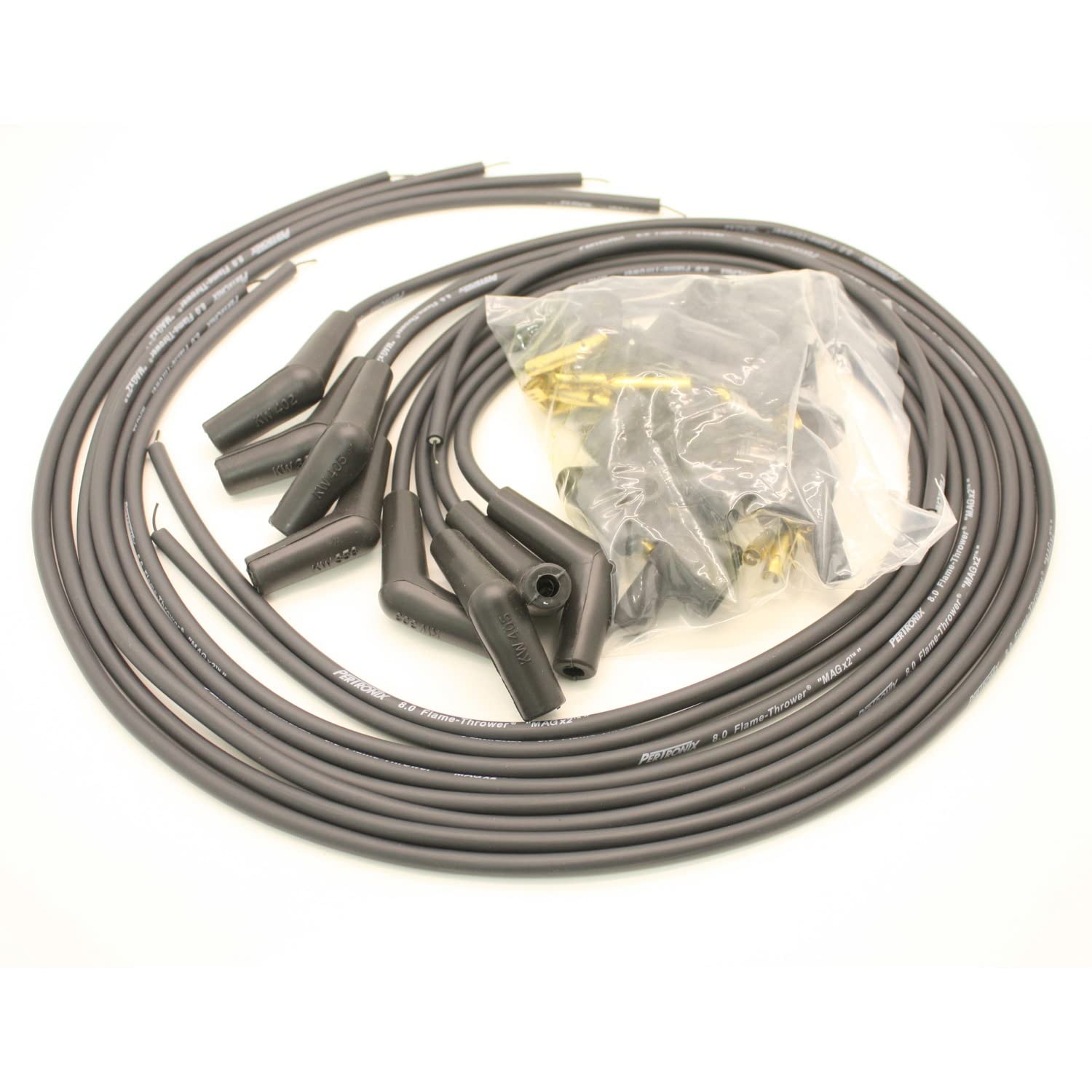 Pertronix 808215 Flame-Thrower Black 8mm 8 Cylinder Spark Plug Wire Set - High Performance Ignition Wires for Classic Cars, Hot Rods & Muscle Cars - Perfect for Ford, Chevy, Dodge & More